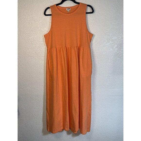 J Crew MIDI Dress Cotton NWTS Stretchy Sleeveless Peach Color Large BR873 1E - Picture 5 of 10